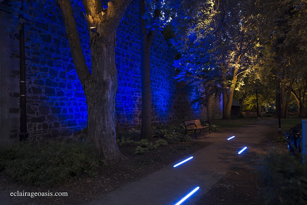 LED bars in a path in the heart of the historic district